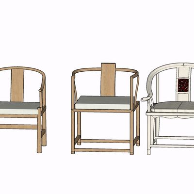 中式实木圈椅免费su模型(1)
