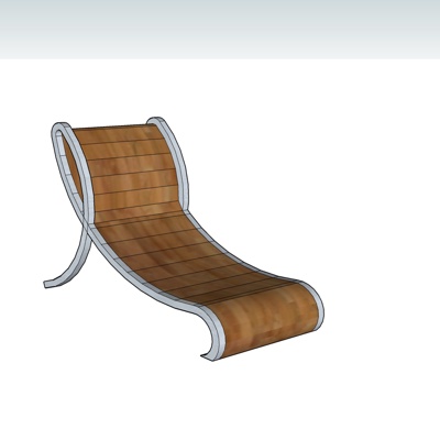 现代实木躺椅免费su模型(1)