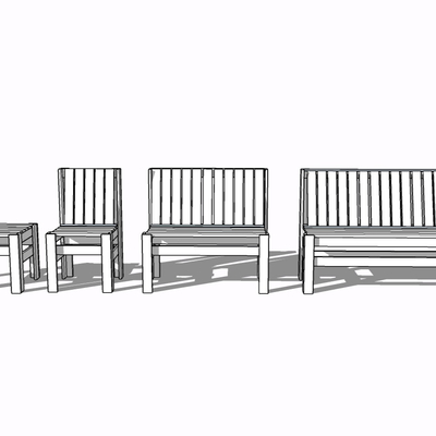 现代实木长椅免费su模型(1)