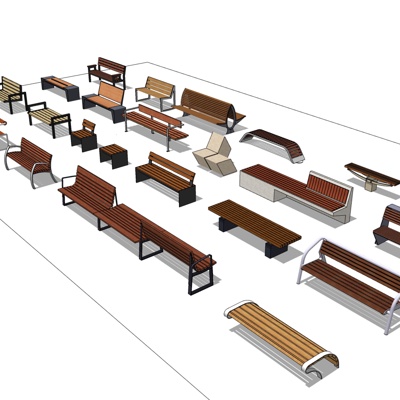 现代公园长椅免费su模型(1)