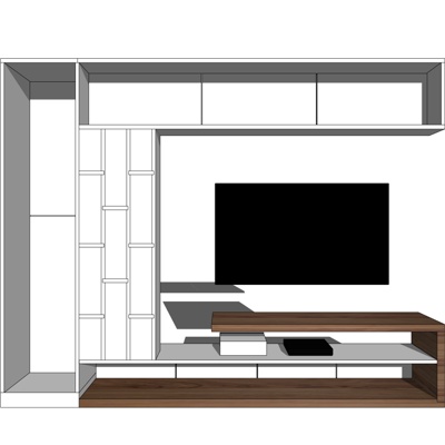 现代电视柜免费su模型(1)