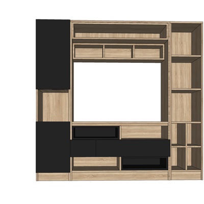 北欧实木电视柜免费su模型(1)