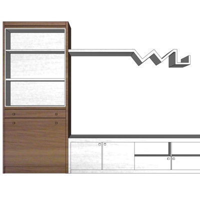 现代实木电视柜免费su模型(1)