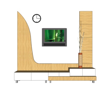 现代电视一体柜免费su模型(1)
