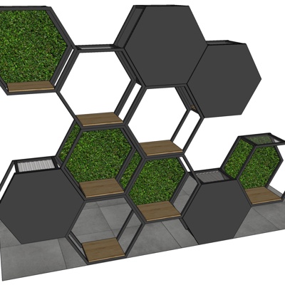 现代六边形装饰架免费su模型(1)