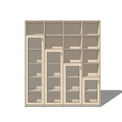 现代实木装饰柜免费su模型(1)
