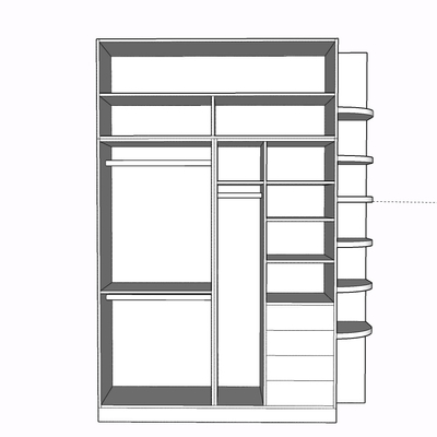 现代实木装饰架免费su模型(1)