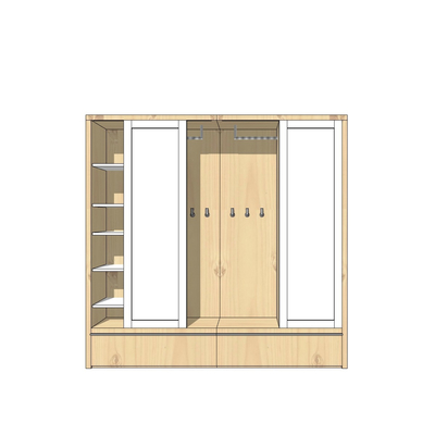 现代实木衣柜免费su模型(1)
