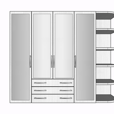 现代实木衣柜免费su模型(1)