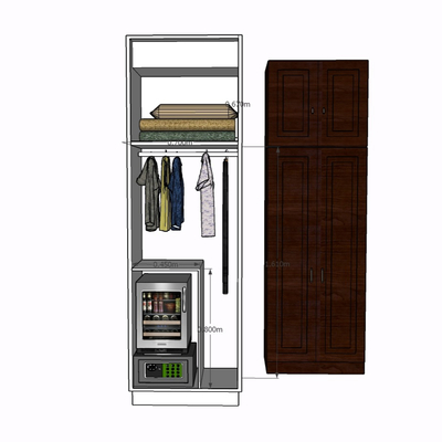 现代实木衣柜免费su模型(1)