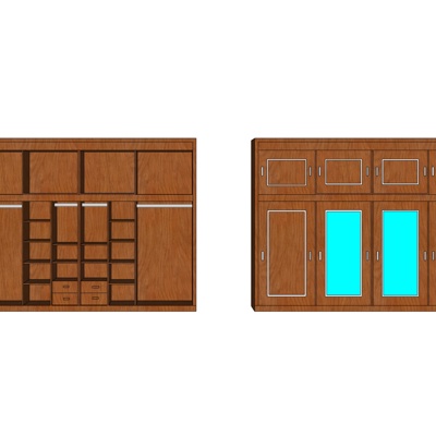 现代实木衣柜免费su模型(1)