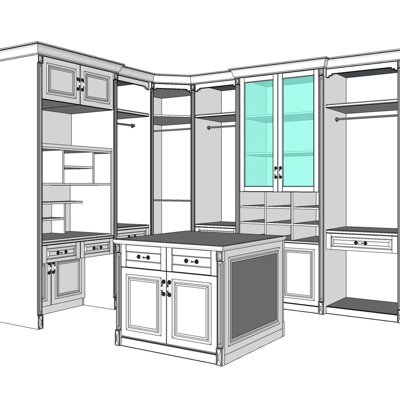现代实木衣柜免费su模型(1)