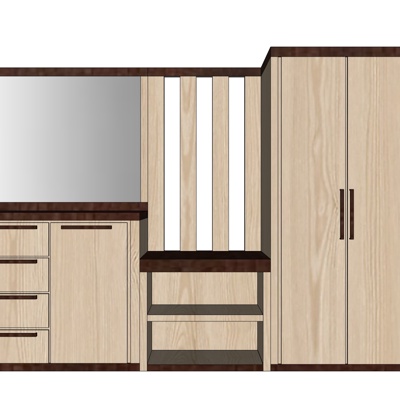 现代实木衣柜免费su模型(1)