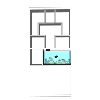 现代实木装饰架免费su模型(1)