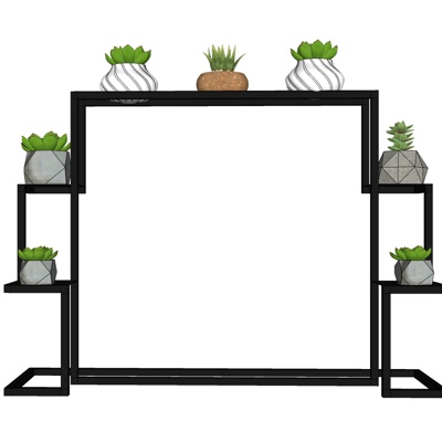 现代盆栽装饰架免费su模型(1)