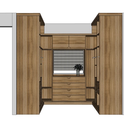现代实木衣柜免费su模型(1)