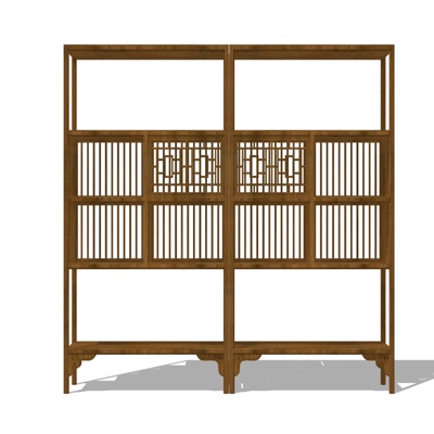 新中式实木装饰架免费su模型(1)