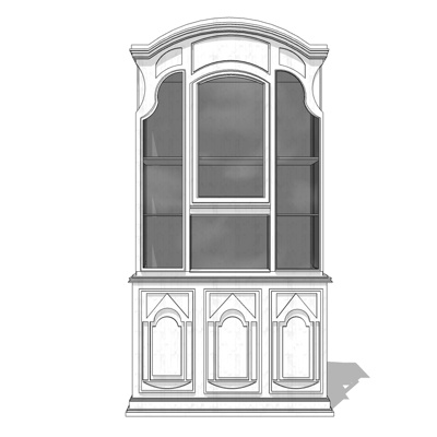 简欧实木装饰柜免费su模型(1)