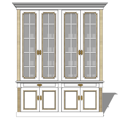 简欧实木装饰柜免费su模型(1)