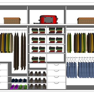 现代实木衣柜免费su模型(1)