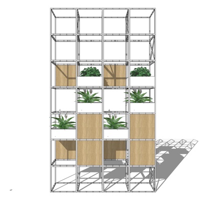 现代绿植装饰架免费su模型(1)