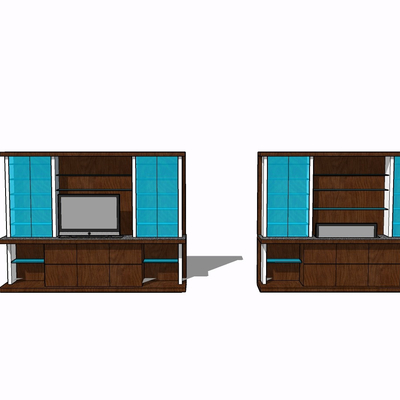 现代实木电视柜免费su模型(1)