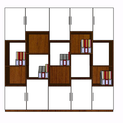 现代实木书柜免费su模型(1)
