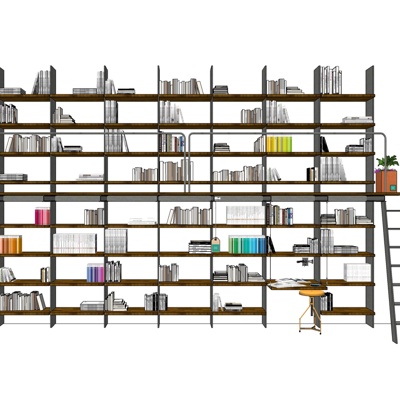 现代铁艺书架免费su模型(1)
