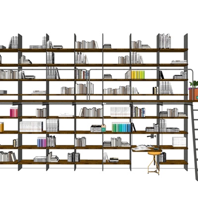 现代实木书架免费su模型(1)