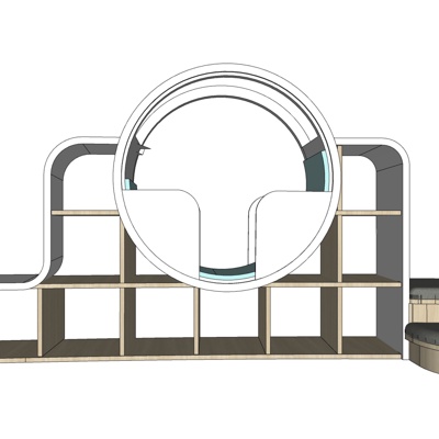 现代实木书架免费su模型(1)