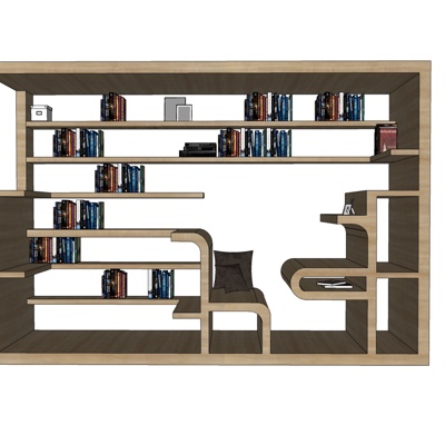 现代实木书架免费su模型(1)