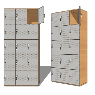 现代实木储物柜免费su模型(1)