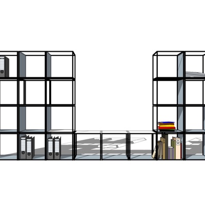 现代实木书架免费su模型(1)