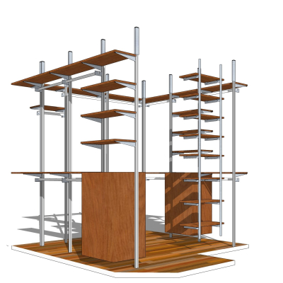 工业风置物架免费su模型(1)
