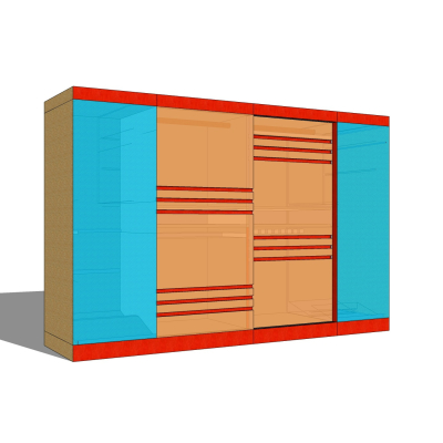 现代玻璃储物柜免费su模型(1)