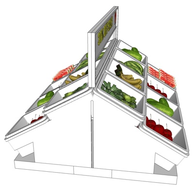 现代超市蔬菜货架免费su模型(1)