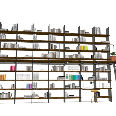 现代实木书架免费su模型(1)