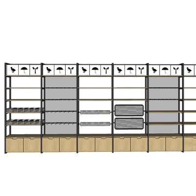 现代超市货架免费su模型(1)