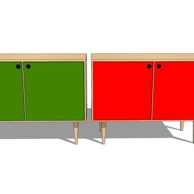 现代实木边柜免费su模型(1)