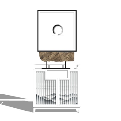 新中式装饰边柜免费su模型(1)