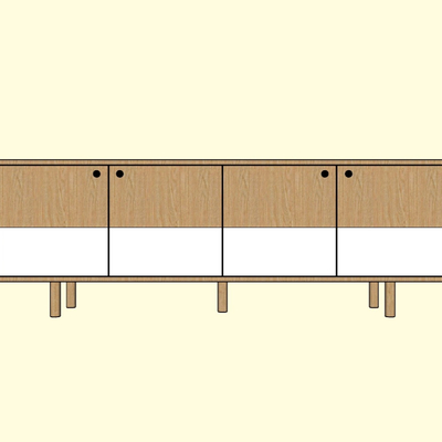 现代实木边柜免费su模型(1)