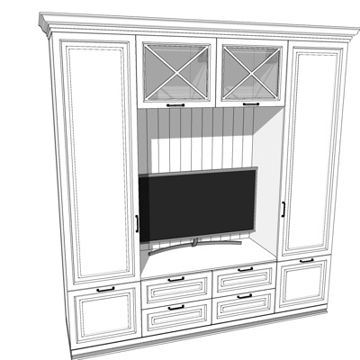 简欧电视柜免费su模型(1)