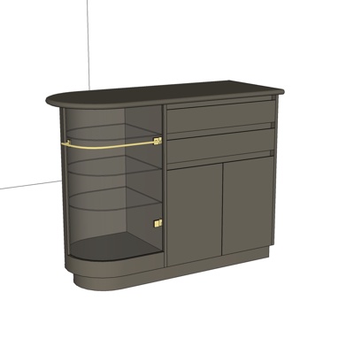 现代实木边柜免费su模型(1)