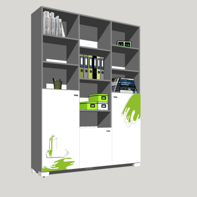 现代白色装饰柜免费su模型(1)