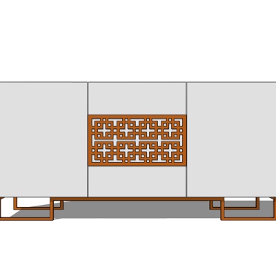 新中式实木边柜免费su模型(1)