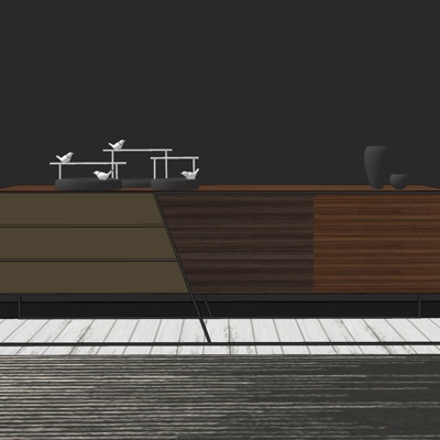 现代实木边柜免费su模型(1)