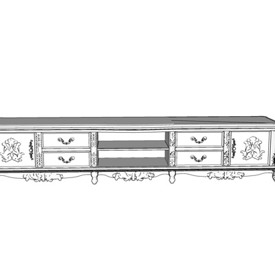 欧式实木电视柜免费su模型(1)