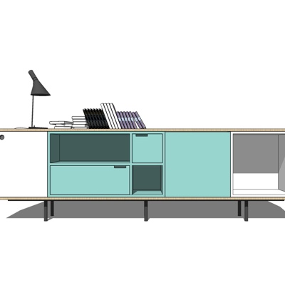 现代实木电视柜免费su模型(1)