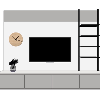 现代实木电视柜免费su模型(1)