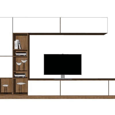 现代实木电视柜免费su模型(1)
